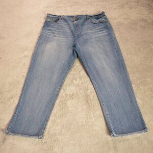 No Boundaries Women’s High-Rise Blue Jeans Size 21 Medium Wash Frayed Hem